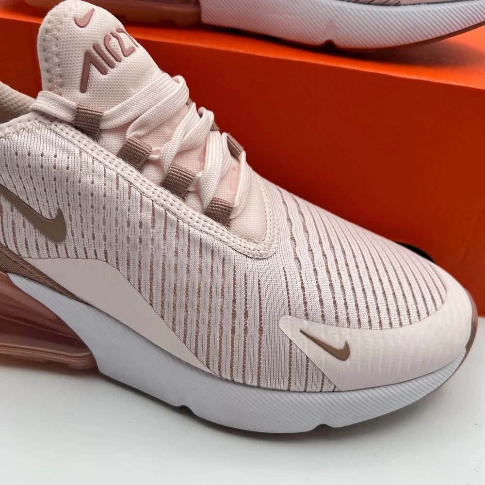 Nike Air Max 270 Womens 6 Pink Tan‎ Low Top Mesh Athletic Running Sneakers